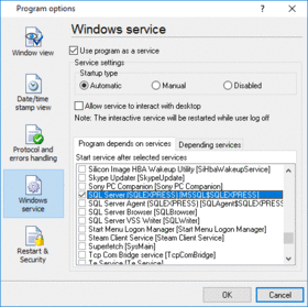 Windows service mode